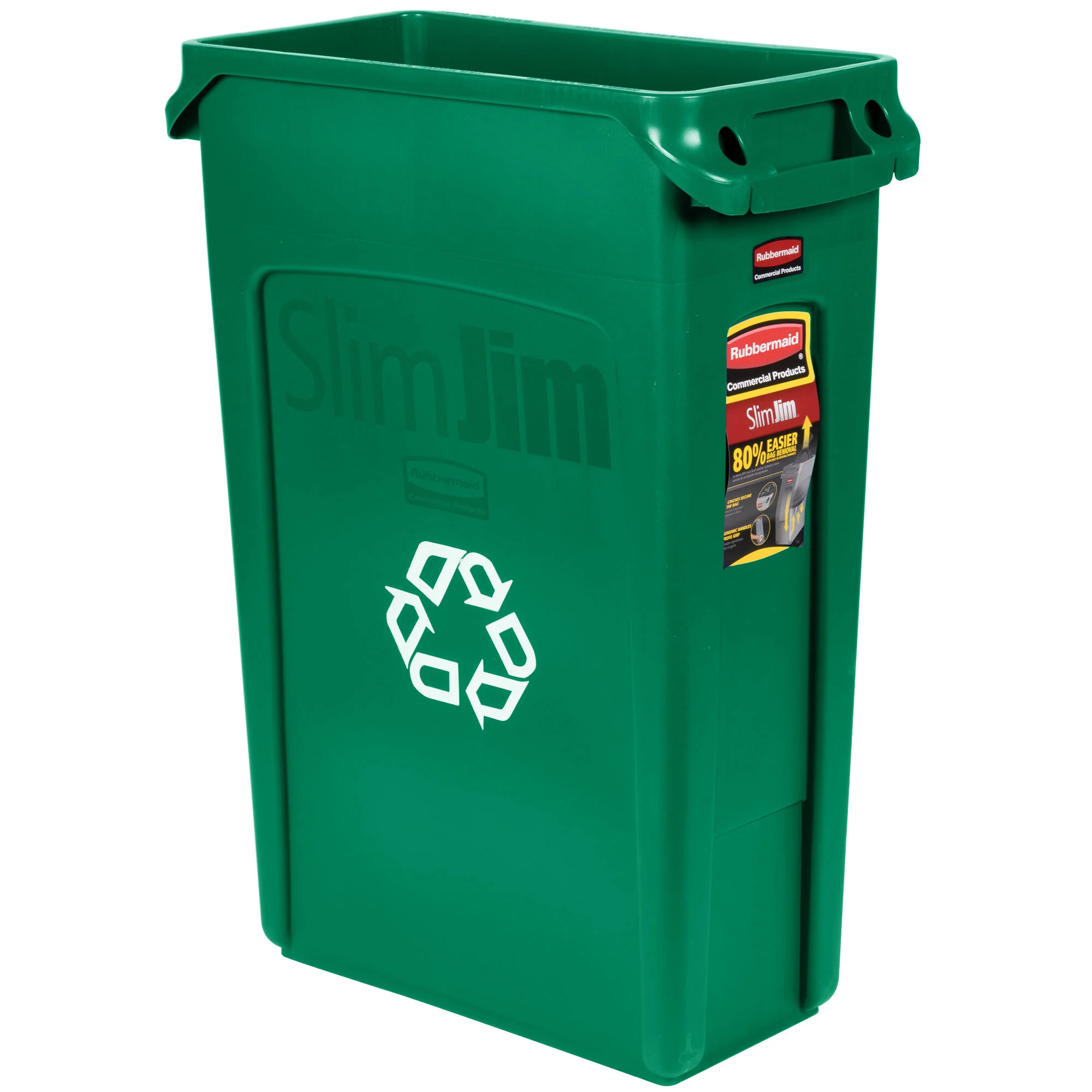 Green Rubbermaid Slim Jim recycling bin